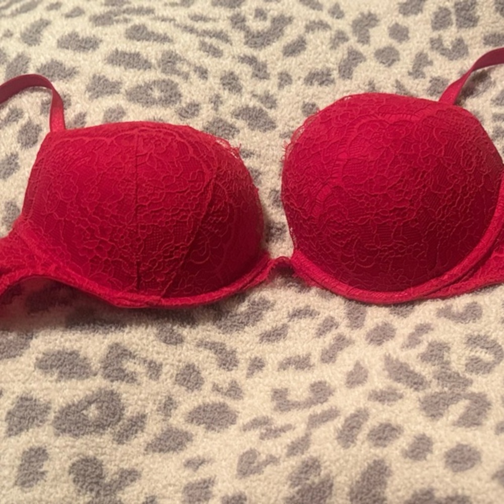 Vibrant Red Molded Cup Bra with Adjustable Straps